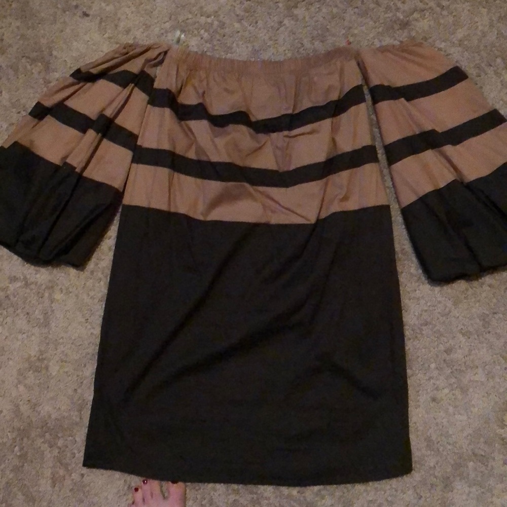 Balloon sleeve off the shoulder dress